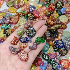 100g Mixed Vintage Style Czech Glass Beads Gold Painted DIY Jewelry Craft