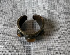 Vintage Signed N A Brass Orange Cabochon Ring Size 7