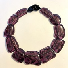 Gerda Lynggaard MONIES Massive Amethyst Crackled Acrylic Resin Collar Necklace