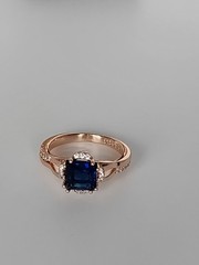 Vintage 1990-s 14 Ct Rolled Gold Sapphire Ring Size UK N US 6 3/4 – Hallmarked!