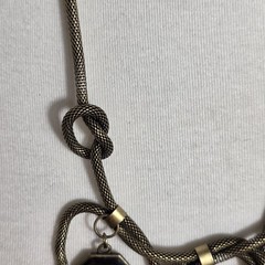 Brass-Tone Statement Necklace Thick Mesh Chain Geometric Rein Black Pendants