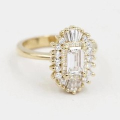 2Ct Emerald Cut Lab Created Diamond Engagement Gift For her 14K Gold Finish Ring