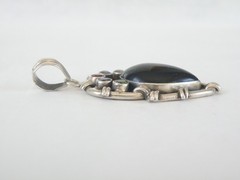 Large Sterling Silver 925 Natural Onyx Gemstone Chunky Statement Pendant