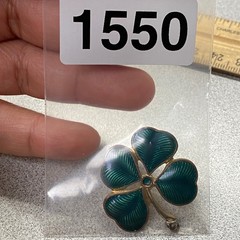 Vintage Gold Tone Green Enamel Four Leaf Clover Charm Pendant Lucky Symbol