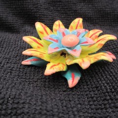 Vintage Enamel Flower Brooch Layered Multicolor SOME ENAMEL NICKS