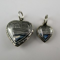 Sterling Silver AMERICAN FLAG Charm for Bracelet PUFFY HEART Medium SMALL Cute!