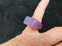 Vintage Gorgeous Purple & Clear Lucite Block Design Ring SZ 5.5
