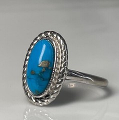 Turquoise Ring Sterling Silver Southwestern Gift for Her Bezel Set .925