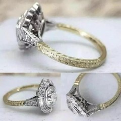 2.30Ct Art Deco Style Lab Created Diamond Engagement 14K Yellow Gold Finish Ring