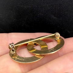 Vintage Gold Filled Brooch Double Circle Heart Love Wedding