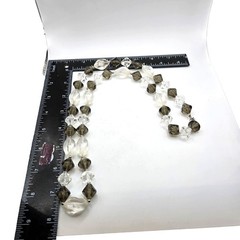 ecklace Vintage Beaded Clear Frosted Olive Green Geometric Faceted 24″ SKU2336