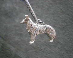 Rough Collie Lassie Dog Vintage Solid Shiny Sterling Silver Bracelet Charm 5.4g