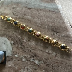 Vintage Gold Tone Scarabs Double Links Bracelet