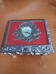 Vintage trinket box Ornate metalwork such as zinc alloy with an antique finish