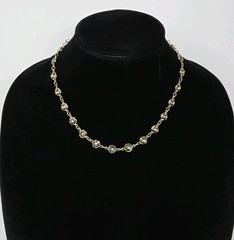 Champagne Crystal Bezel Necklace Gold Tone Vintage 17.5 Inches Sparkly!