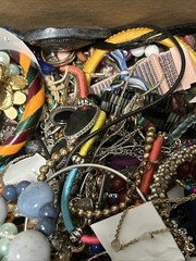 HUGE 5 + Lbs Jewelry WEARABLE Lot Tangled Unsearched VINTAGE ESTATE TREASURE