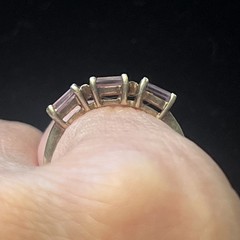 Vintage 925 Sterling Silver 3-Stone Amethyst FEB Birthday Ring Size 6