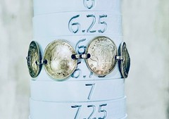 Vintage Sterling British Sixpence Coin Bracelet 1940s George VI 6.75”