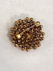 Vintage Style Rhinestone Brooch – Pink Mauve & Smoky Gray Crystal Floral Cluster