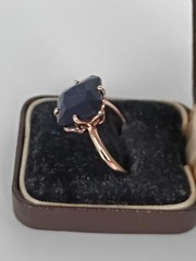 Vintage 1990-s 14 Ct Rolled Gold Sapphire Ring Size UK P US 7 1/2 – Hallmarked!