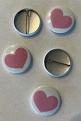 Vintage 80’s Mini Pink Heart Buttons Pins Set Of 5