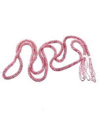 Antique Art Deco Pink Sautoir Necklace Tassel Glass Bead Flapper Iridescent