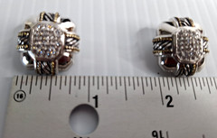 Vintage TJ CZ Clip-on Earrings Silver & Gold Tone 1980s High End Any Occasion
