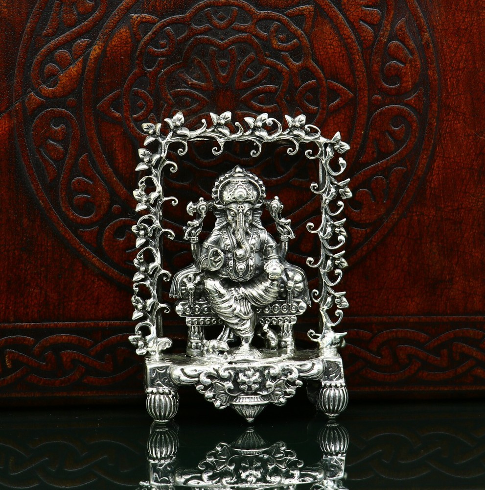 925 pure silver God Ganesha statue, figurine, puja article home temple art04