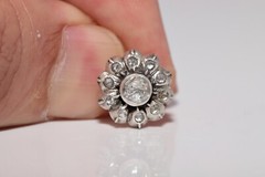 Antique Circa 1900s 14k Gold Top Silver Natural Rose Cut Diamond Earring