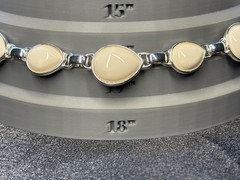Vintage Napier Link Necklace Bracelet Cream Silver Tone