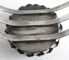 UNISEX HEAVY WIDE NAVAJO STERLING CUFF BRACELET w PETRIFIED WOOD, 51GR, 7 INCHES