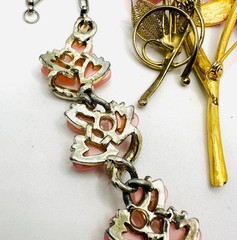 Lot Lisner PINK Moonglow Lucite Necklace, Park Lane & Other Rhinestone Brooches