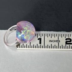 Pink Clear Lucite Dome Ring Size 7.75-8 Iridescent Opalescent Retro Moon Ring