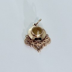 USSR Vintage Soviet Original Natural Cornelian Rose Gold Pendant 583 14K