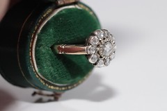 Vintage Circa 1980s 14k Gold Top Silver Natural Rose Cut Diamond Ring