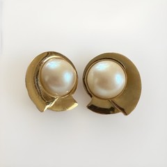 Vintage GIVENCHY Gold Tone Faux Pearl Earrings Signed Excellent