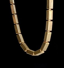 Vintage Rectangle Bar Box Link Chain Necklace 16” Gold Tone Adjustable 17.25g