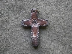 Poppy Flower Cross Military Vintage Lightweight Wood Bracelet Charm Pendant 1.6g