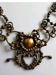 Vintage Brutalist Gothic Necklace Bronze Signed One Of A Kind OOAK Sculptural 73