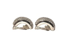 Dior Women’s Luxury Silver-Tone Rhinestones Half Hoop Pave Clip-on Earrings