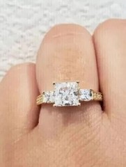 2.25Ct VVS1 Princess Cut Lab Created Diamond Engagement Wedding 14K Gold FN Ring