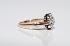 Vintage Circa 1980s 14k Gold Top Silver Natural Rose Cut Diamond Ring