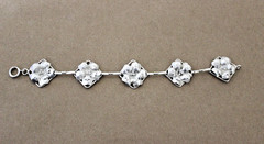 Vtg Sterling Silver Art Nouveau Floral Set Earrings clip-Bracelet 6.5″- Ring 5.5
