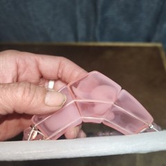 Vtg 80’s Pink Lucite Necklace Earring Set Hong Kong Moonglow Geometric Statement