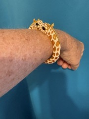 KJL kenneth jay lane bracelet hinged giraffes gold tone enamel vintage 6.5 wow!