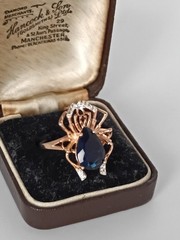 Vintage 1990-s 14 Ct Rolled Gold Sapphire Ring Size UK P US 7 1/2 – Hallmarked!