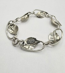 DANECRAFT 925 Sterling Silver – Vintage Floral Leaf Chain Bracelet, 7.5 Inch