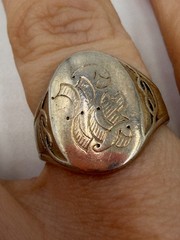 Vintage Sterling Silver Ring Boy Scouts BSA Signet Knot Monogram Size 6 1949
