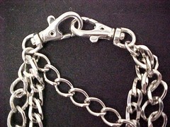Vintage Steel Punk Drop Dog Tag on 2 Large Heavy Chunky Curb Chains Necklace