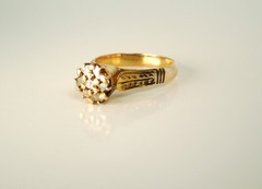 Antique Victorian Diamond . 20 ct 14kt Rose Cut Ring * GAL Appraisal*Gift Box